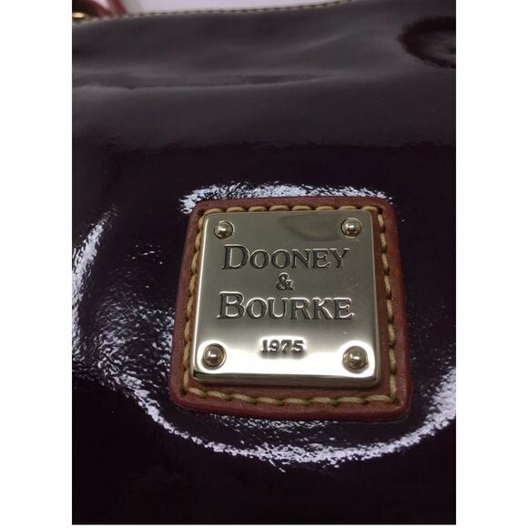 Dooney & Bourke Handbag Pouchette Purse Patent Leather Dark Plum Color PH49C NEW - Picture 5 of 14